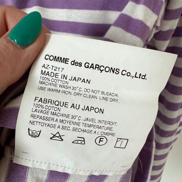 Comme des Garçons Play Striped Crew Neck Top Purple - Picture 7 of 7